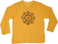 Yellow Om Mandala Casual Cotton Free Spirit Shirt Top