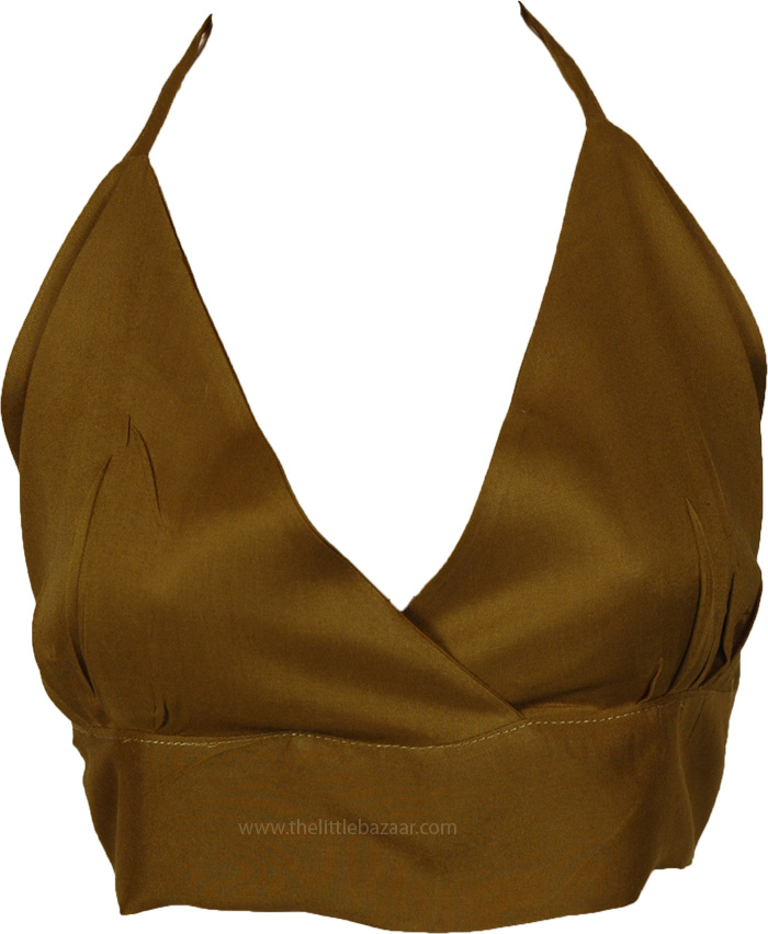 Henna Plain Overlay Halter Bralette Top