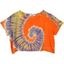 Tie Dye Swirl Vibrant Orange Soft Crop Top