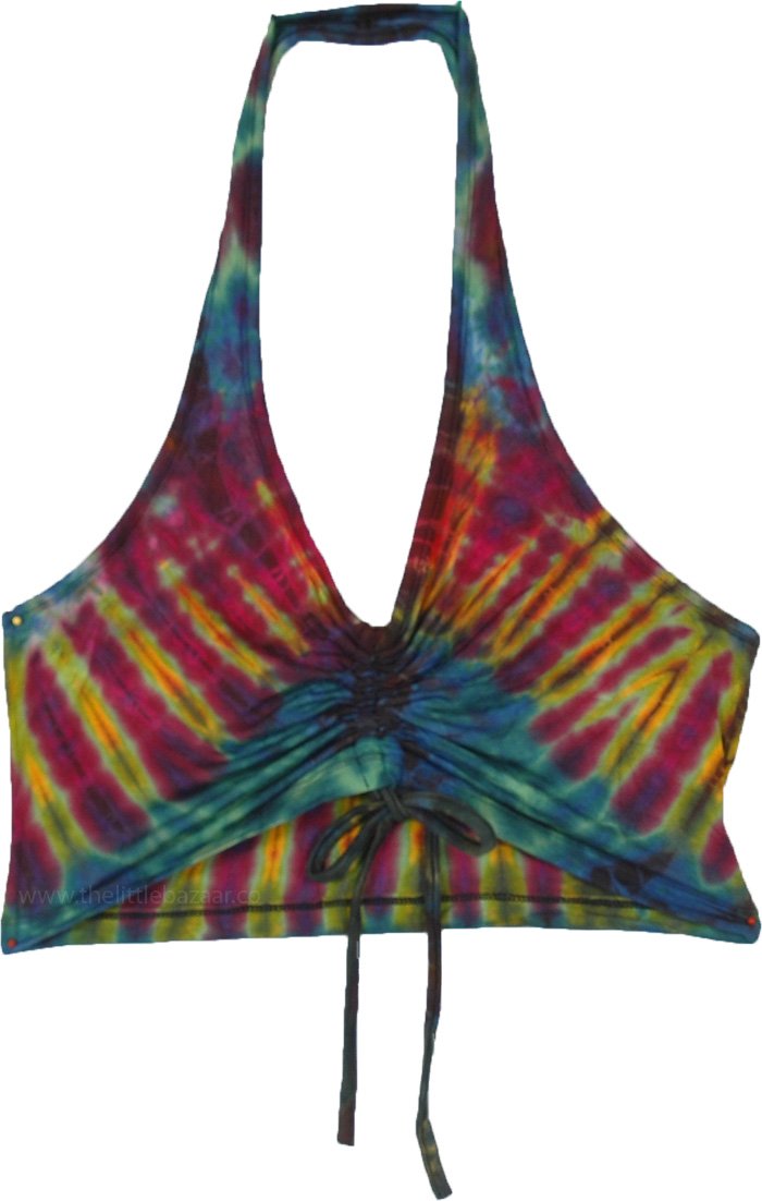 Green Passion Tiedye Halter Short Crop Top