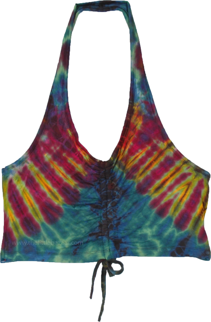 Green Passion Tiedye Halter Short Crop Top