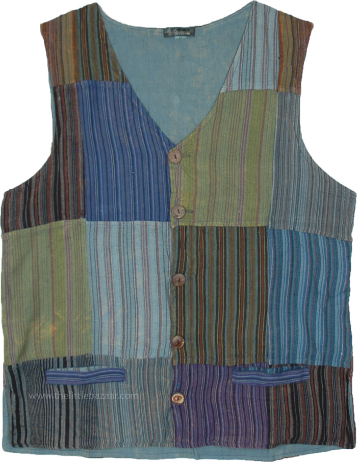 Alpine Striped Bohemian Patchwork Vest