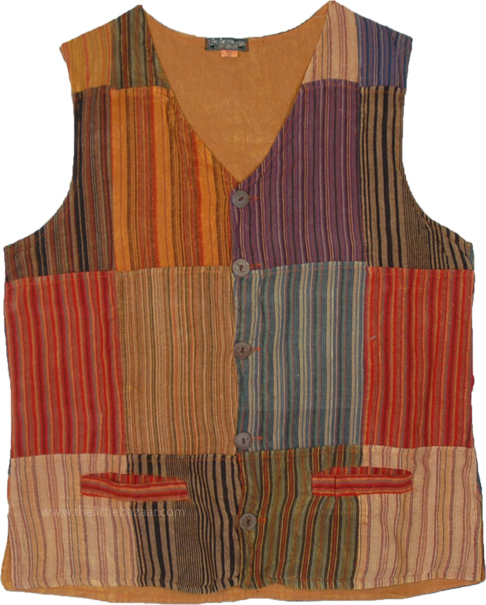 Sedona Striped Bohemian Patchwork Vest