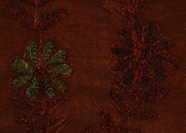 Brown Floral Embroidery Hanky Hem Halter Top