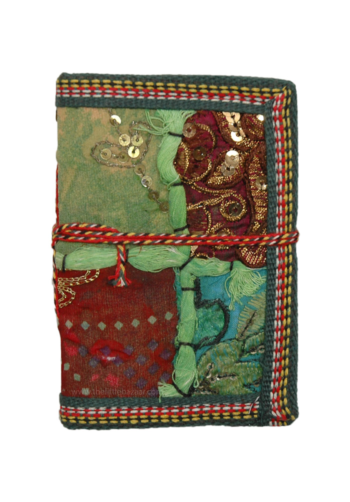 Sequined Patchwork Tiny Pocket Journal in Handmade Paper S