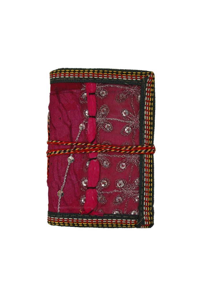 Small Pocket Notebook with Vintage Sari Fabric S