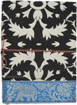 Black Printed Handmade Paper Notebook with Elephant Border XL