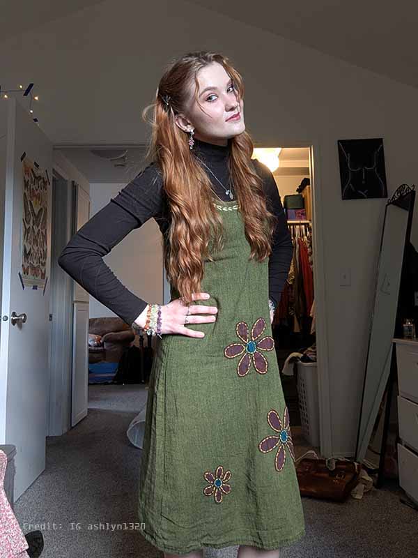 Model wearing boho dress from The Little Bazaar