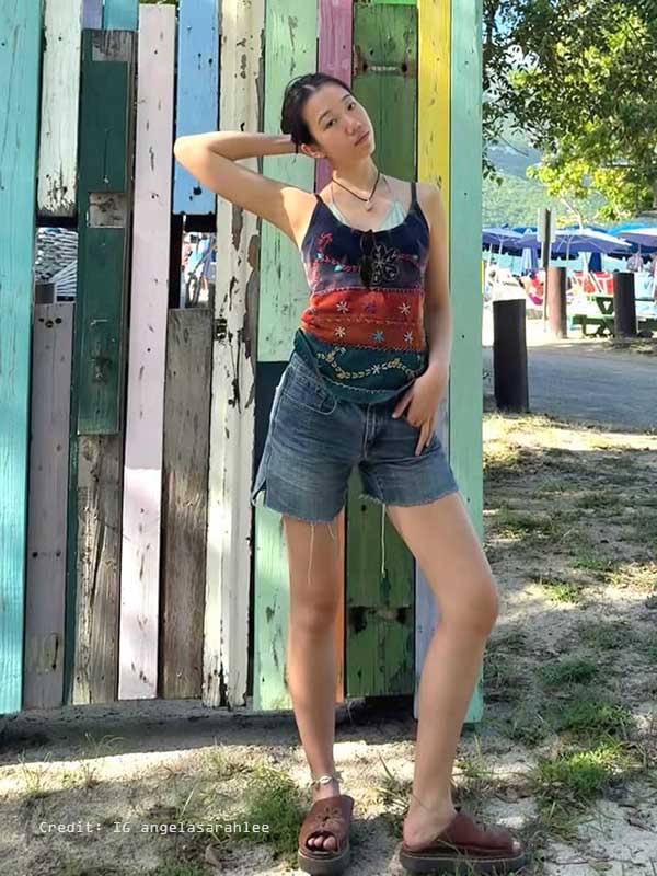 Customer in handmade boho top